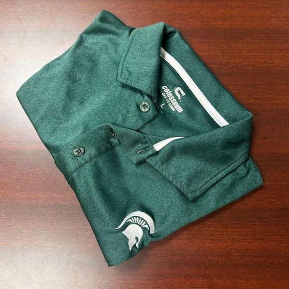 Colosseum Athletics Michigan State Spartans Polo Shirt Mens Size L College NCAA - Picture 1 of 6